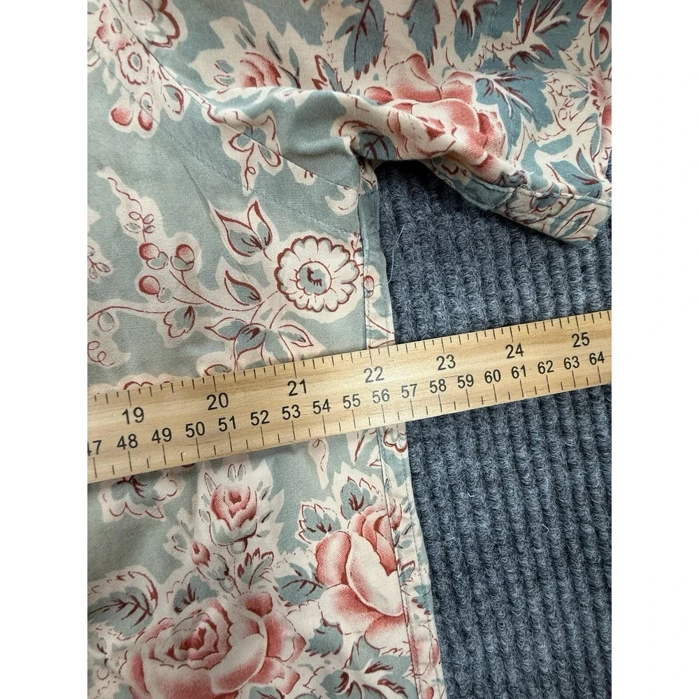 Polo Ralph Lauren Shirt Mens Medium Blue Floral Roses Short Sleeve Button Up VTG